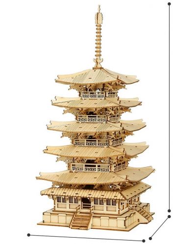 Ξύλινο 3D παζλ Robo Time 275 κομμάτια - Five-storied pagoda - 2